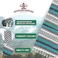 Vista 36 de Artisans Bazaar Poncho tradicional mexicano de Baja para hombres y mujeres, auténtico sarape de Gaban, manta de vaquero Pancho Jorongo rojo - rosa