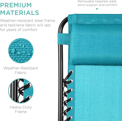 Miniatura 7 de Best Choice Products - Juego de 2 sillas reclinables y ajustables de malla y acero, sillas con sensación gravedad cero con cojines y bandejas
