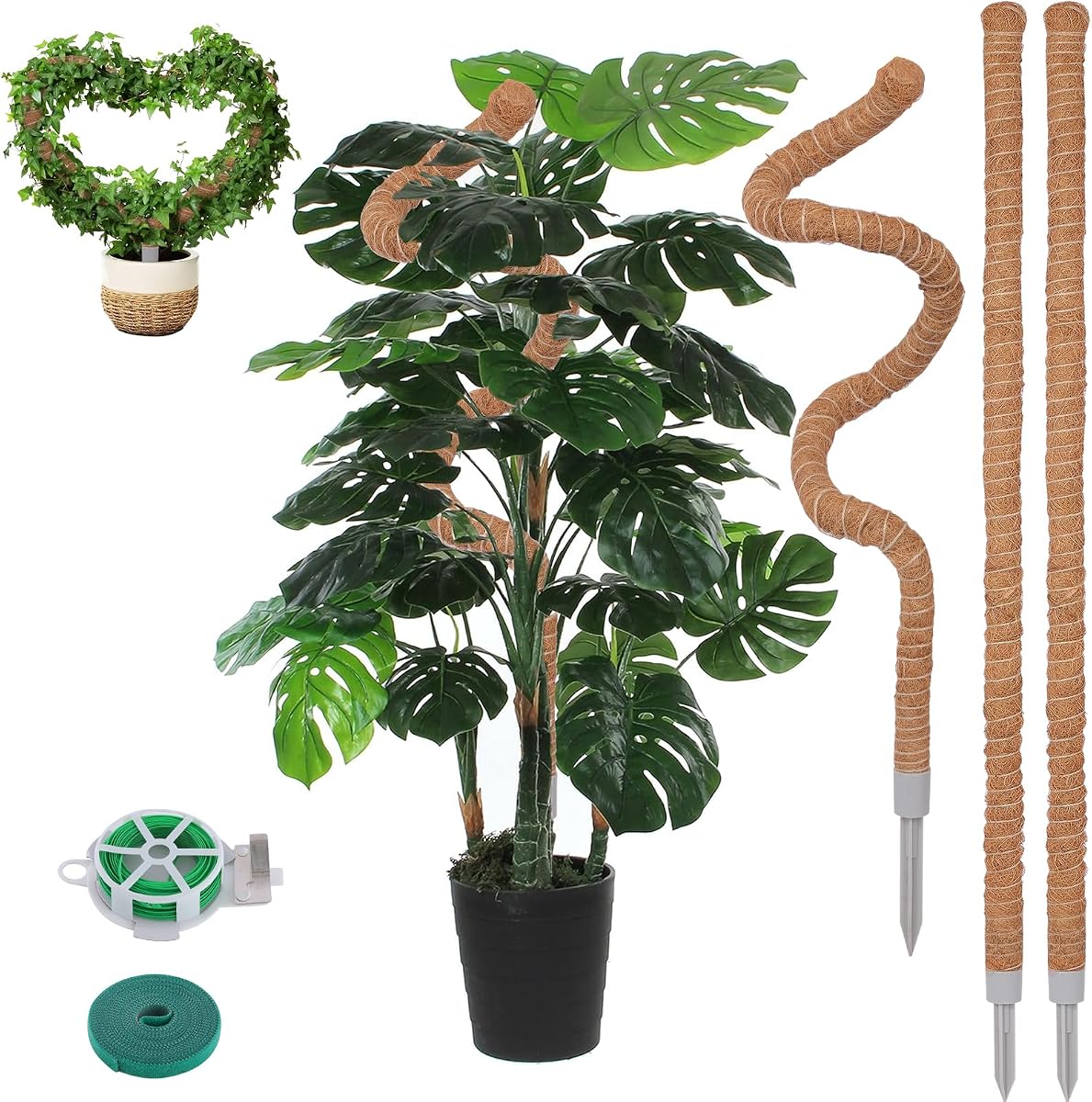 Paquete de 3 postes de musgo, soporte para plantas Monstera de 50 pulgadas, postes altos de musgo para plantas trepadoras en interiores, kit de estaca de soporte para plantas en macetas, potos, filodendro