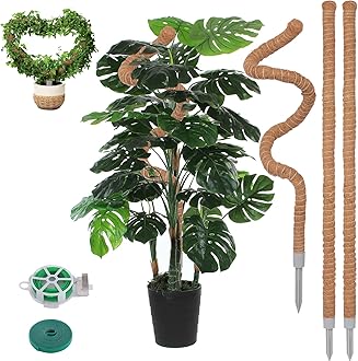 3 Pack Moss Pole, 50 Inch Monstera Plant Support, Tall Moss Poles for Climbing Plants Indoor DIY, Coco Coir Plant Pole Moss Plant Stick Support Stake Kit for Potted Plants, Pothos, Philodendron