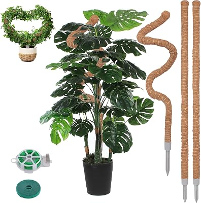 3 Pack Moss Pole, 50 Inch Monstera Plant Support, Tall Moss Poles for Climbing Plants Indoor DIY, Coco Coir Plant Pole Moss Plant Stick Support Stake Kit for Potted Plants, Pothos, Philodendron