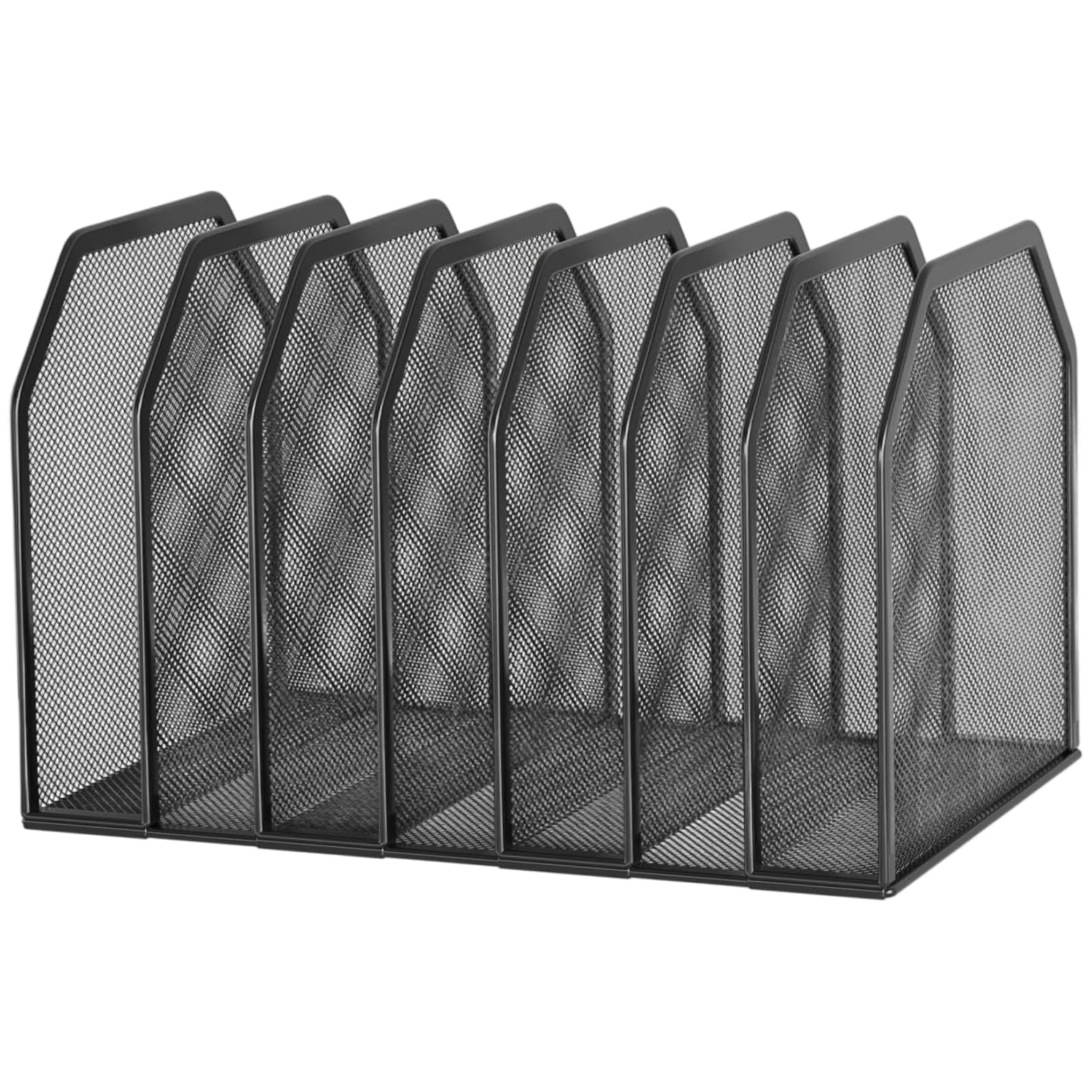Soporte para carpetas para escritorio, organizador de archivos vertical desmontable de 7 secciones, clasificador de documentos de metal resistente que ahorra espacio para escritorio de oficina y a