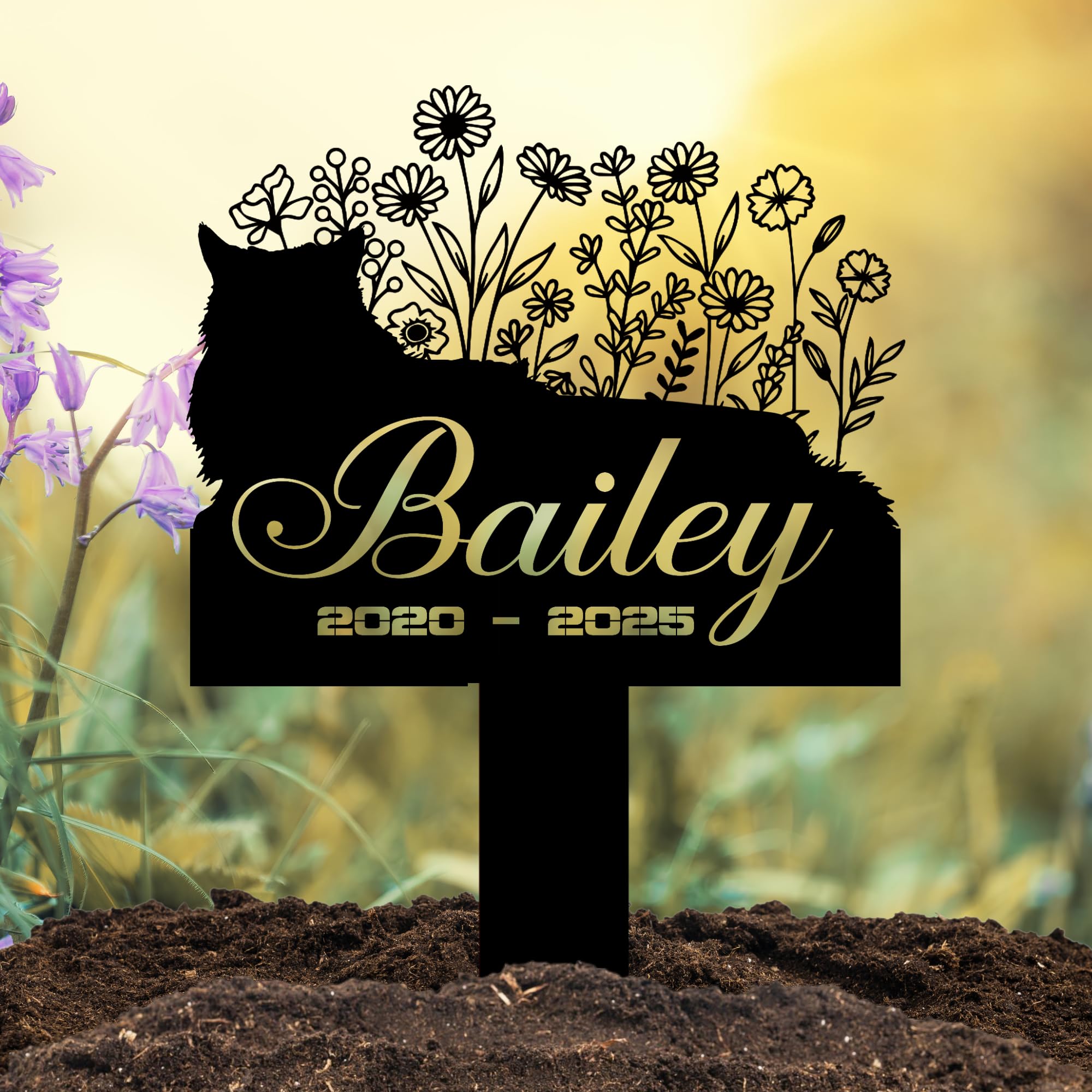 Nestura Cat Headstone and Grave Marker – Personalized Outdoor Grave Marker for Pets with Custom Name and Year, Durable Metal Cat Tombstone for Garden Tribute