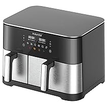 Instant Pot Vortex Dual 11L Friggitrice ad Aria senza PFAS, Grande due cestelli, 7 L+4L, 8 in 1 – disidratazione, grigliatura, cottura al forno, rivestimento antiaderente – Acciaio Inossidabile