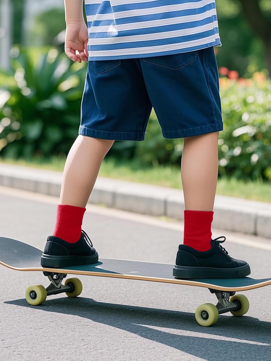 Boys Girls Kids Dress Socks 6-12 Years Old Combed Cotton Anti Odor Crew Socks Quick Dry - Image 3