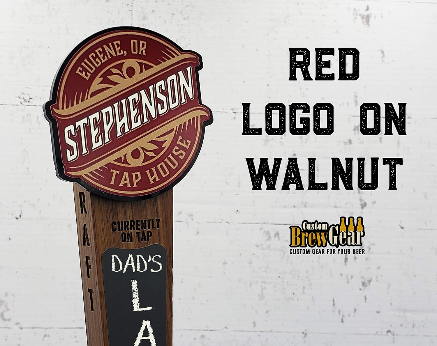 Personalized Tap Handle-Banner Edition (Walnut Wood), Laser Engraved