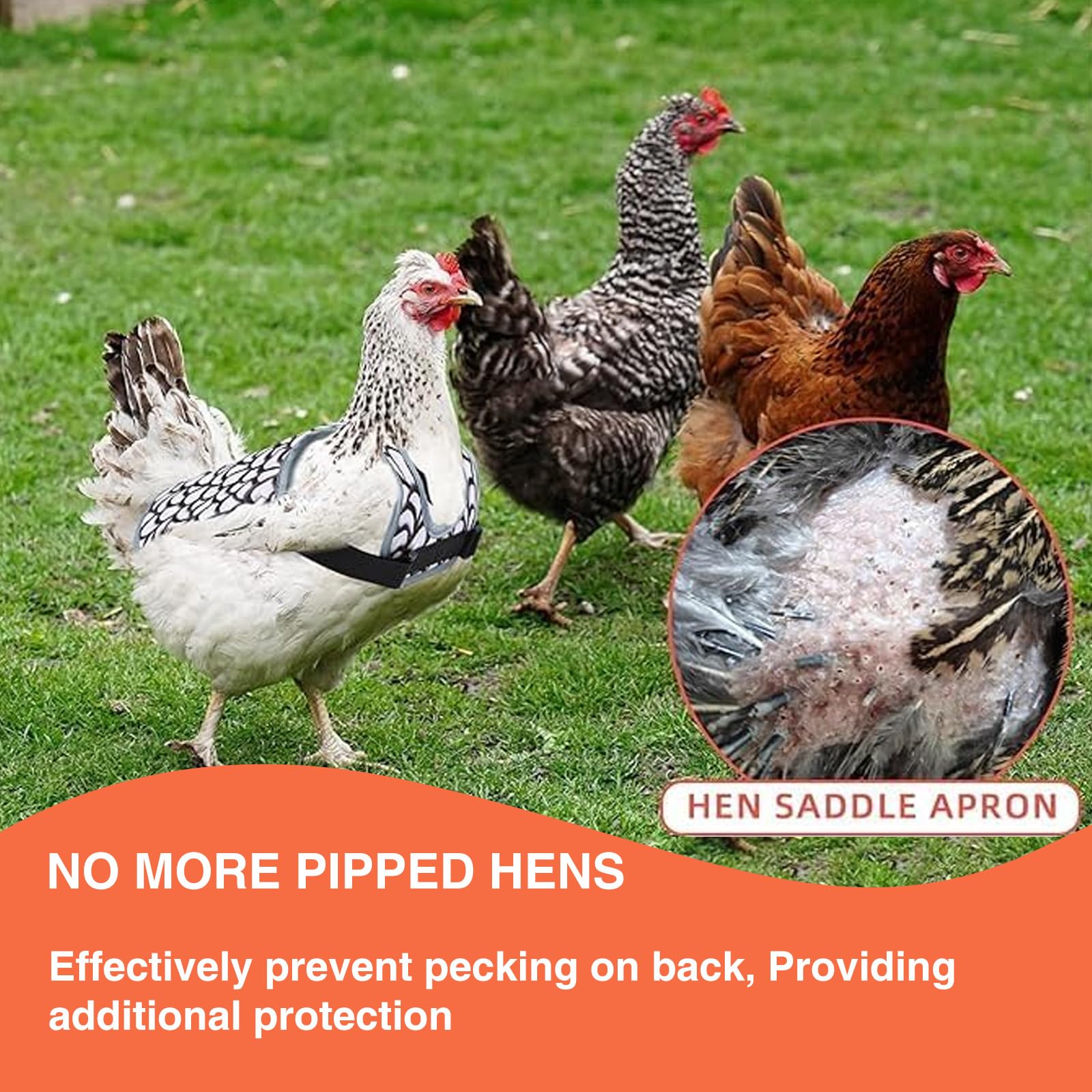 Lot de 2 selles de poulet pour poules, protection du dos de poule, tabliers confortables et légers pour poules (noir et blanc)