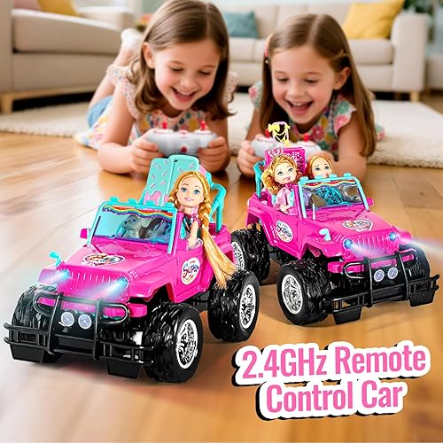 Miniatura 4 de ULOVEME Autos RC - Coche de control remoto con muñeca de 5.5 pulgadas para niñas, 2.4GHz Je ep RC Cars - Coches de juguete de control simple para