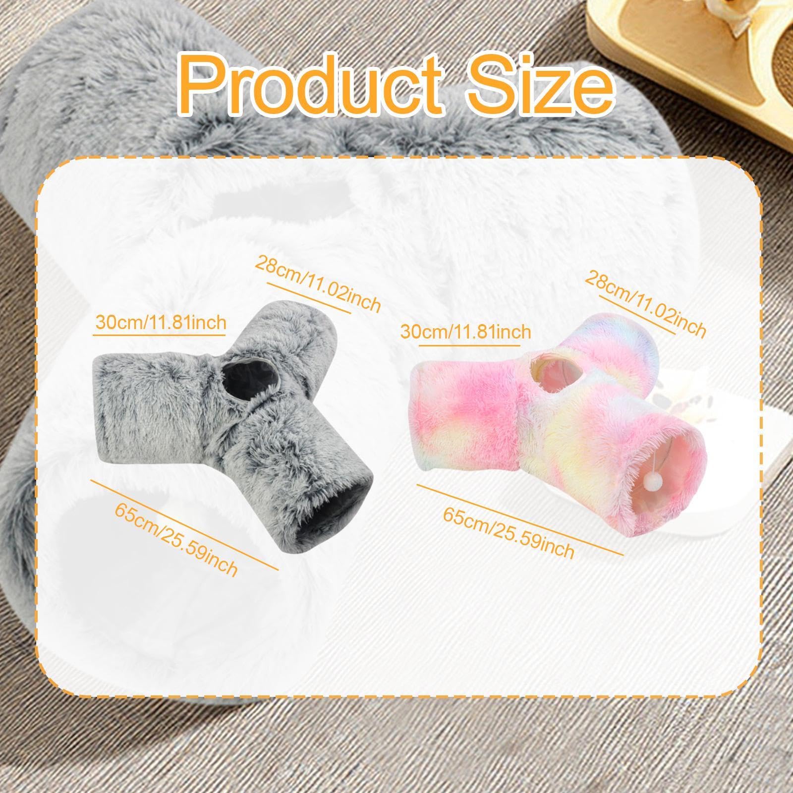 de Peluche para Gatos, Juguete para Mascotas, Práctico Y Portátil, 3 Vías, Túneles para Gatitos de Interior para Sala de Estar, Dormitorio, Casa, Gris