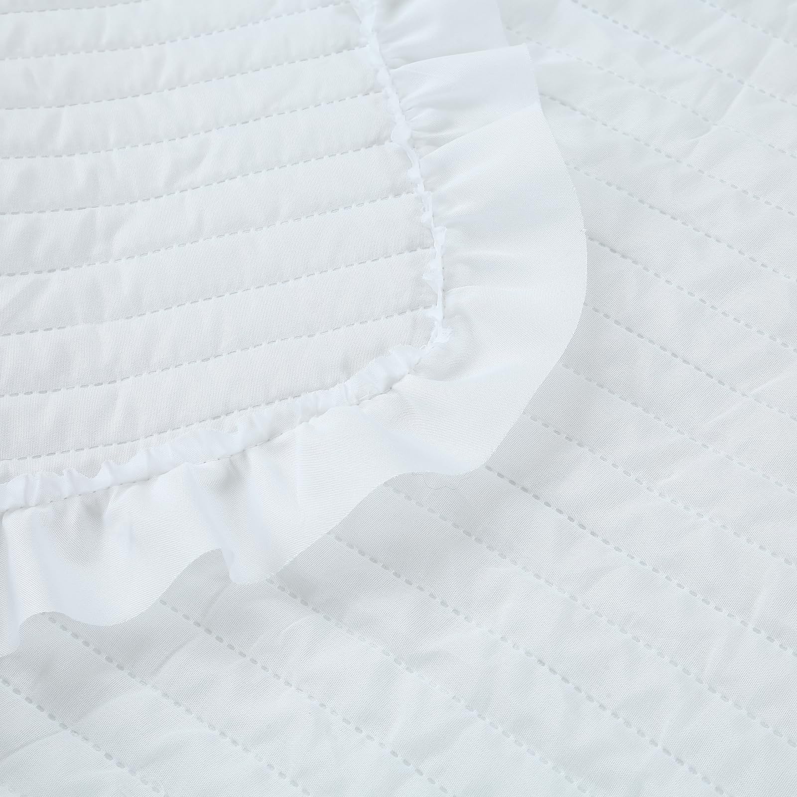 HaraDeco Cubrecama Blanco Reversible 300x260 cm para Cama 200 – Colcha Fina de Verano con Diseño de Volantes Elegantes, Ligera, Suave y Fácil de Lavar, Sin Funda de Almohada