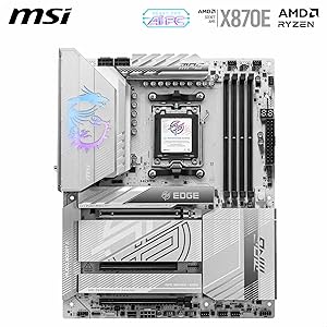MSI MPG X870E Edge TI WiFi Motherboard, ATX - Supports AMD Ryzen 9000/8000 / 7000 Processors, AM5-80A SPS VRM, DDR5 Memory Boost 8400+MT/s (OC), PCIe 5.0 x16, M.2 Gen5, Wi-Fi 7, 5G LAN