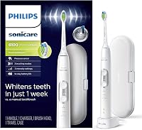Philips Sonicare ProtectiveClean 6100 Electric Toothbrush: Pressure Sensor, 3 Modes, 14-Day Battery, Travel Case, White HX6877/21