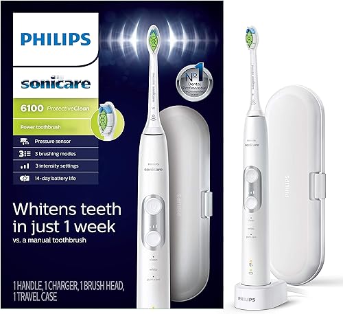 Vista 13 de Philips Sonicare HX6877/21 ProtectiveClean 6100 Cepillo de dientes eléctrico recargable, Solo la agarradera, Rosado