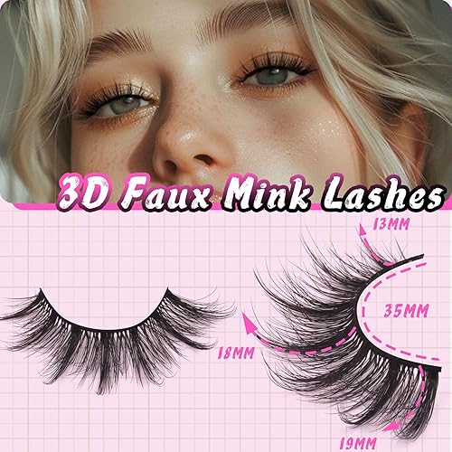 Miniatura 9 de Veleasha Pestañas postizas 3D de aspecto natural, paquete de 6 pares de pestañas postizas de anime finas y ligeras (0.31 a 0.51 pulgadas)