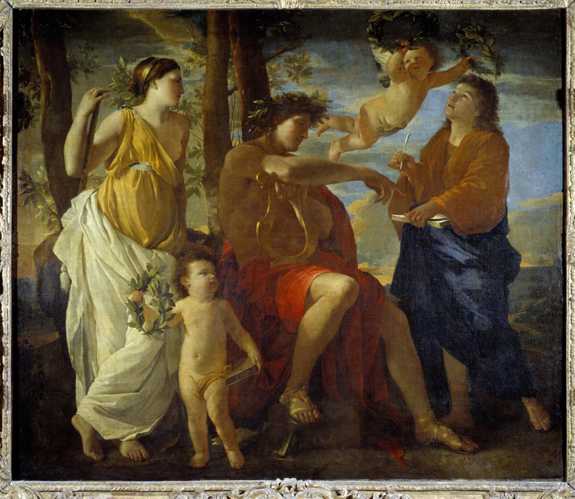 ARTXLXXBN Famous Prints Artwork Pictures Poster Painting Art the Inspiration of the Poet Un Poete by Nicolas Poussin Artwork Landscape Pictures for Home Decor 60x90cm