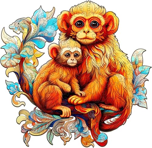 KAAYEE Rompecabezas de madera para adultos, rompecabezas de madera con forma única avanzada de rinopithecus, rompecabezas de madera para adultos,