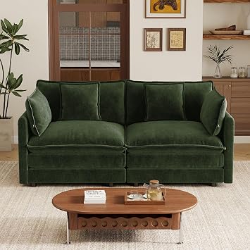 70.8 Inch Modular Sectional Cloud Sofa, 2-Seat Chenille Green