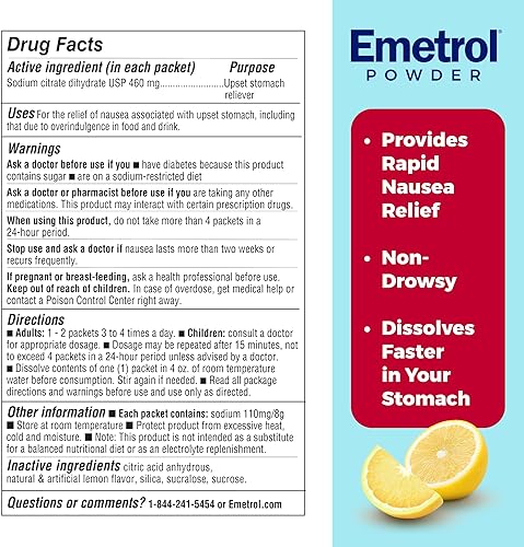 Miniatura 2 de Emetrol Mezcla de polvo para aliviar las náuseas sin somnolencia, mezcla de bebidas con electrolitos para aliviar rápidamente el malestar estomacal