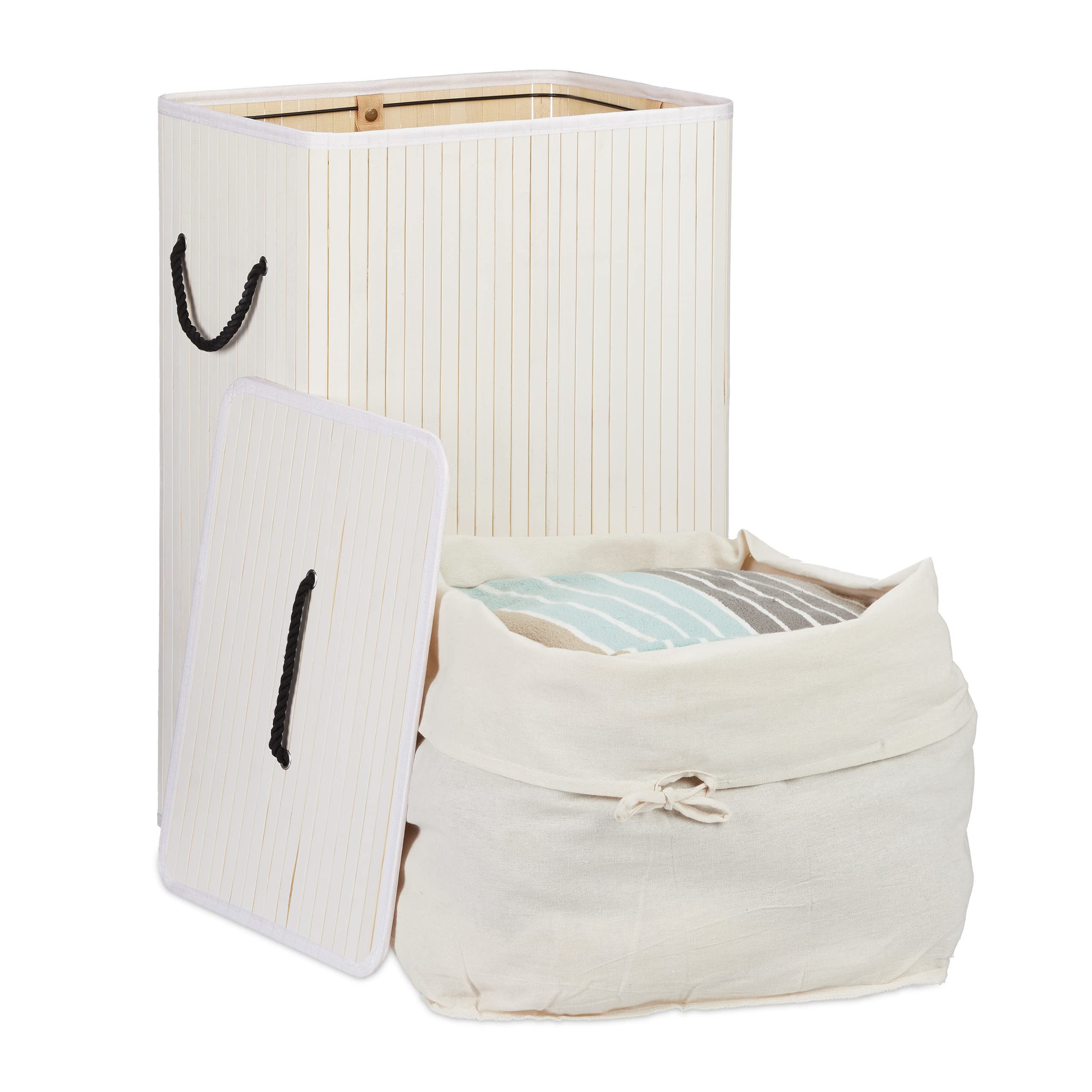 Curver Jute Wasmand met deksel 58L - Offwhite kopen? | Wasmanden