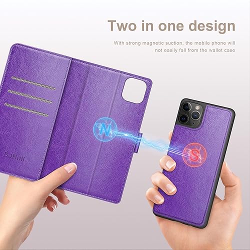 Miniatura 3 de Funda tipo cartera desmontable 2 en 1 para iPhone 11 Pro Max con tarjetero de crédito con bloqueo RFID, funda protectora de piel sintética con tapa