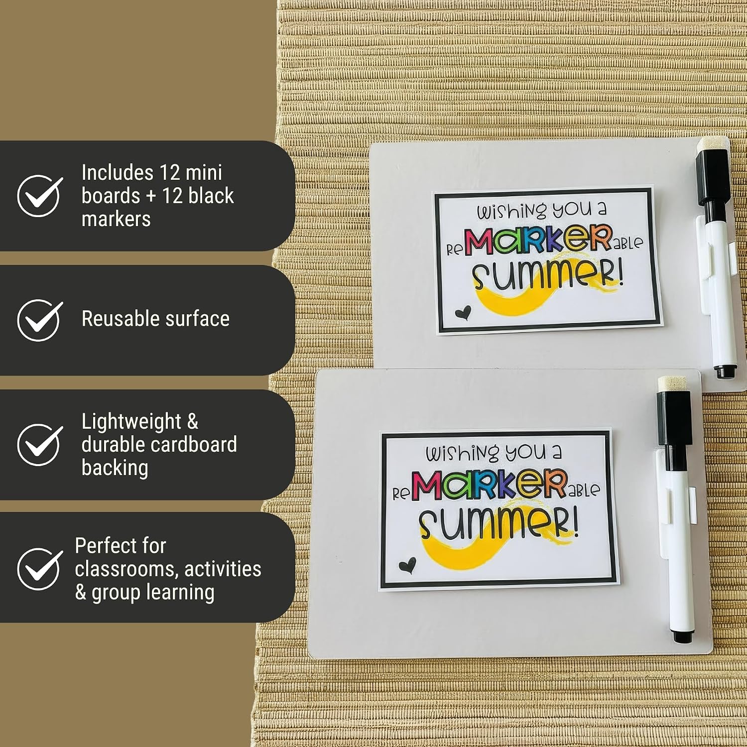 Write On Mini Dry Erase Board - 12 Pieces - Educational and Learning Activities for Kids