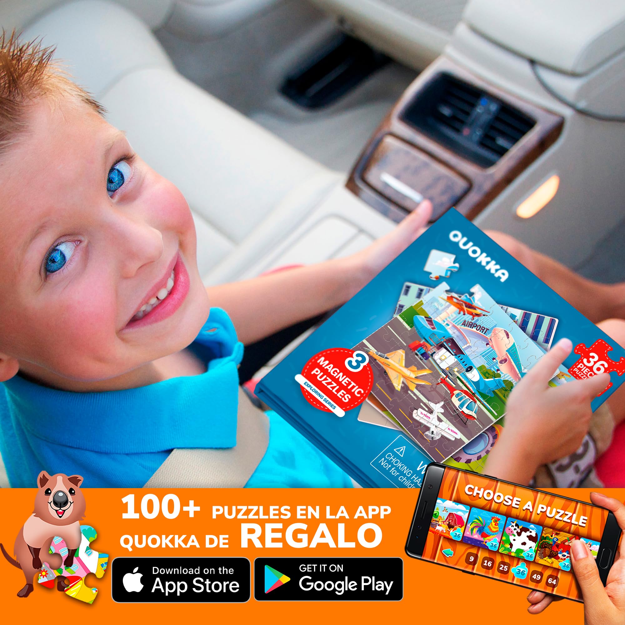QUOKKA Puzzle Magnetico 2 3 Años – Juegos Viaje Niños 3 4 5 Años – 36 Piezas Puzzle de Transporte – Actividades Niños Viaje en Avión – Juego Magnetico Regalo