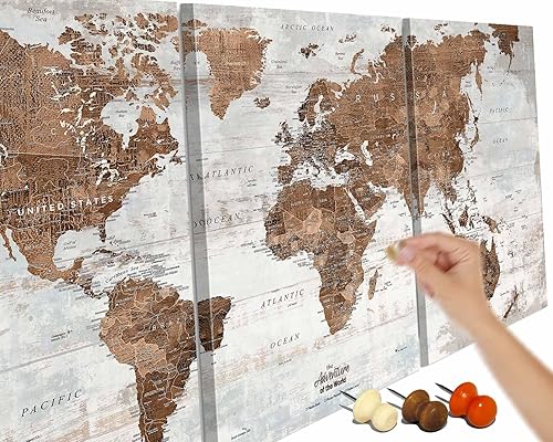 Miniatura 1 de Arte de pared para sala de estar, oficina, obras de arte en lienzo extra grandes, impresiones en lienzo con mapa del mundo, mapa de viaje, mapa