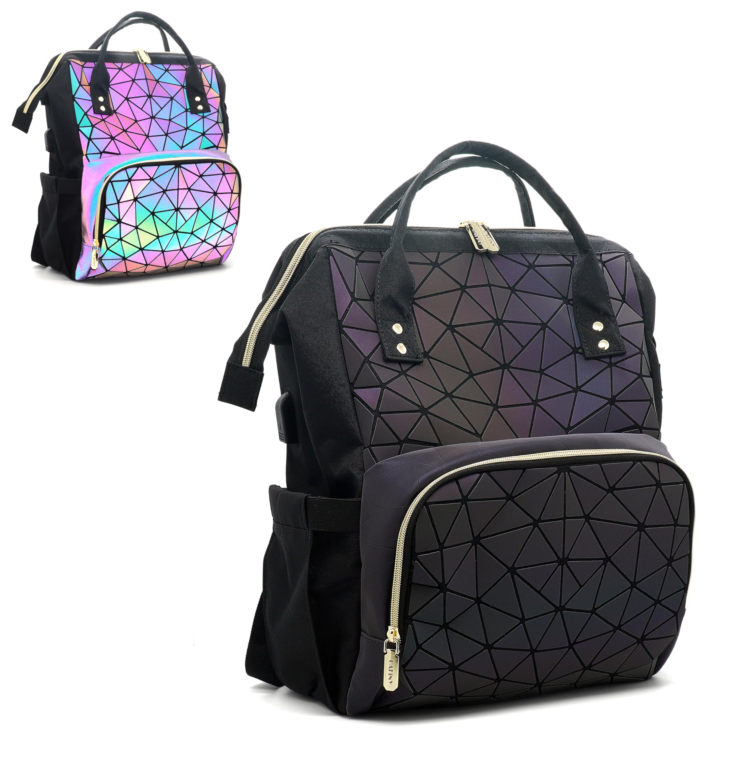 CAFINY Geometrische borsttas Geometrische Glow Rugzak Geometrische