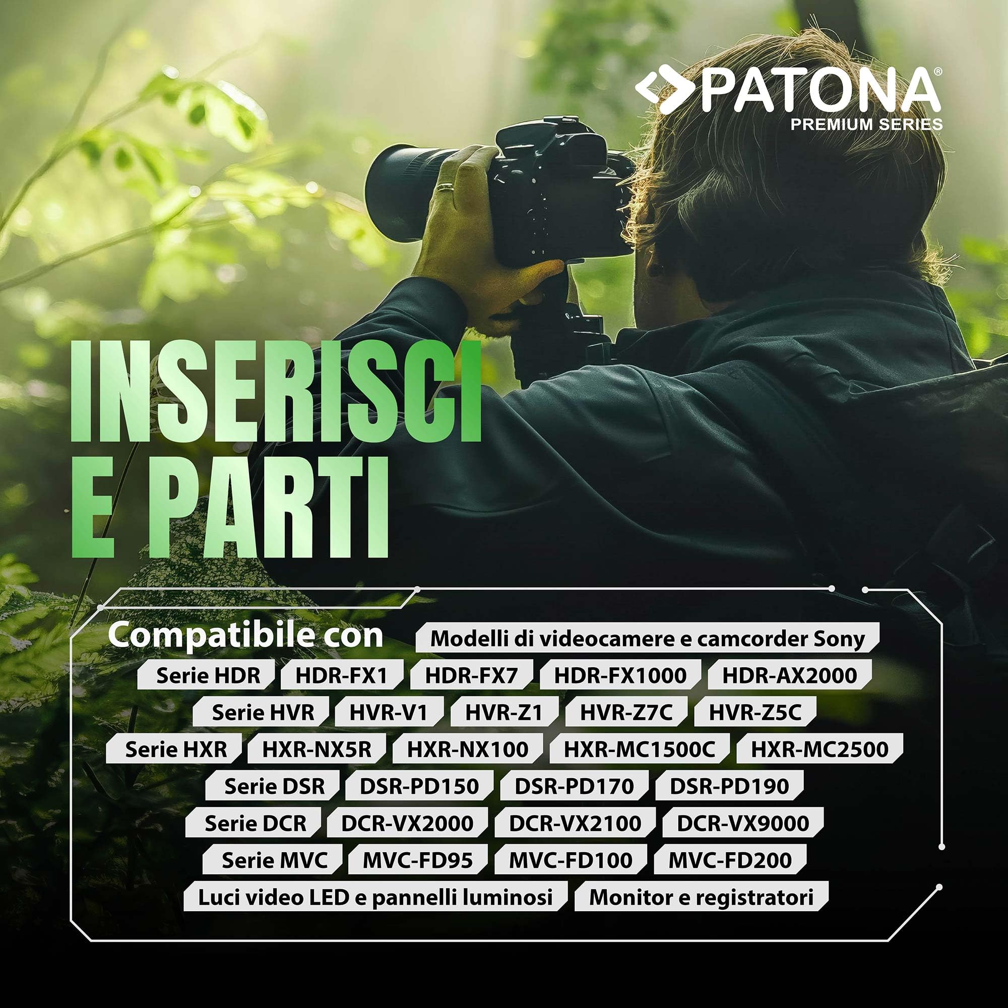 PATONA 2x Premium Batteria NP-F970 (7800 mAh / 56,2 Wh) – per luci video LED, monitor da campo e camcorder Sony – la massima autonomia della classe NP-F – doppio pack