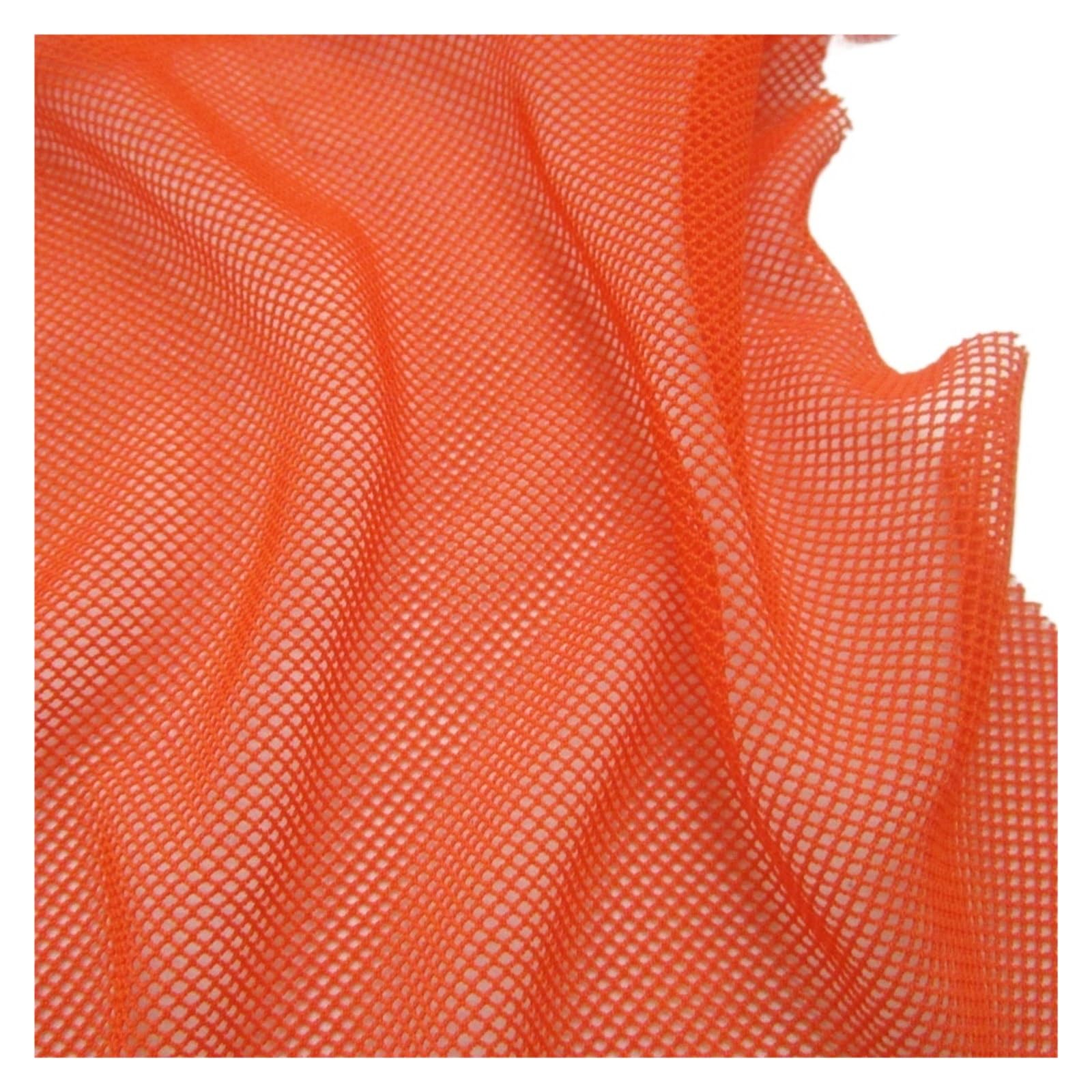 Stretch Mesh Fabric for Women Spandex Rhombic Grid Cloth Soft Lingerie Apparel Sewing Net(Orange)