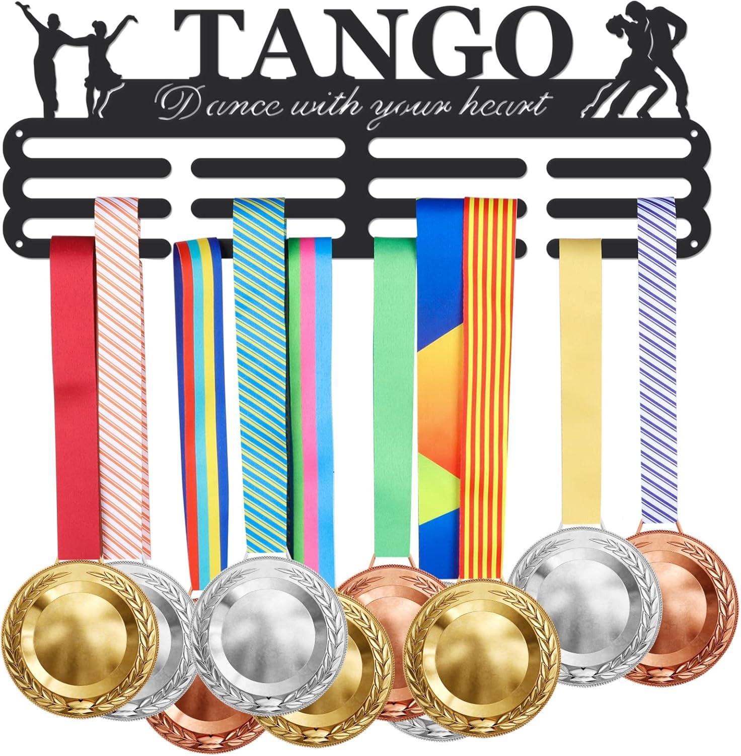 SUPERDANT Dance Medal Holder Ballet Medals Display Black Iron Wall Mounted Born to Dance Hooks for 60+ Medal Rack Display Competition Wall Hanging Gift For Athletes Christmas Birthday Gift 15.75x5.9in