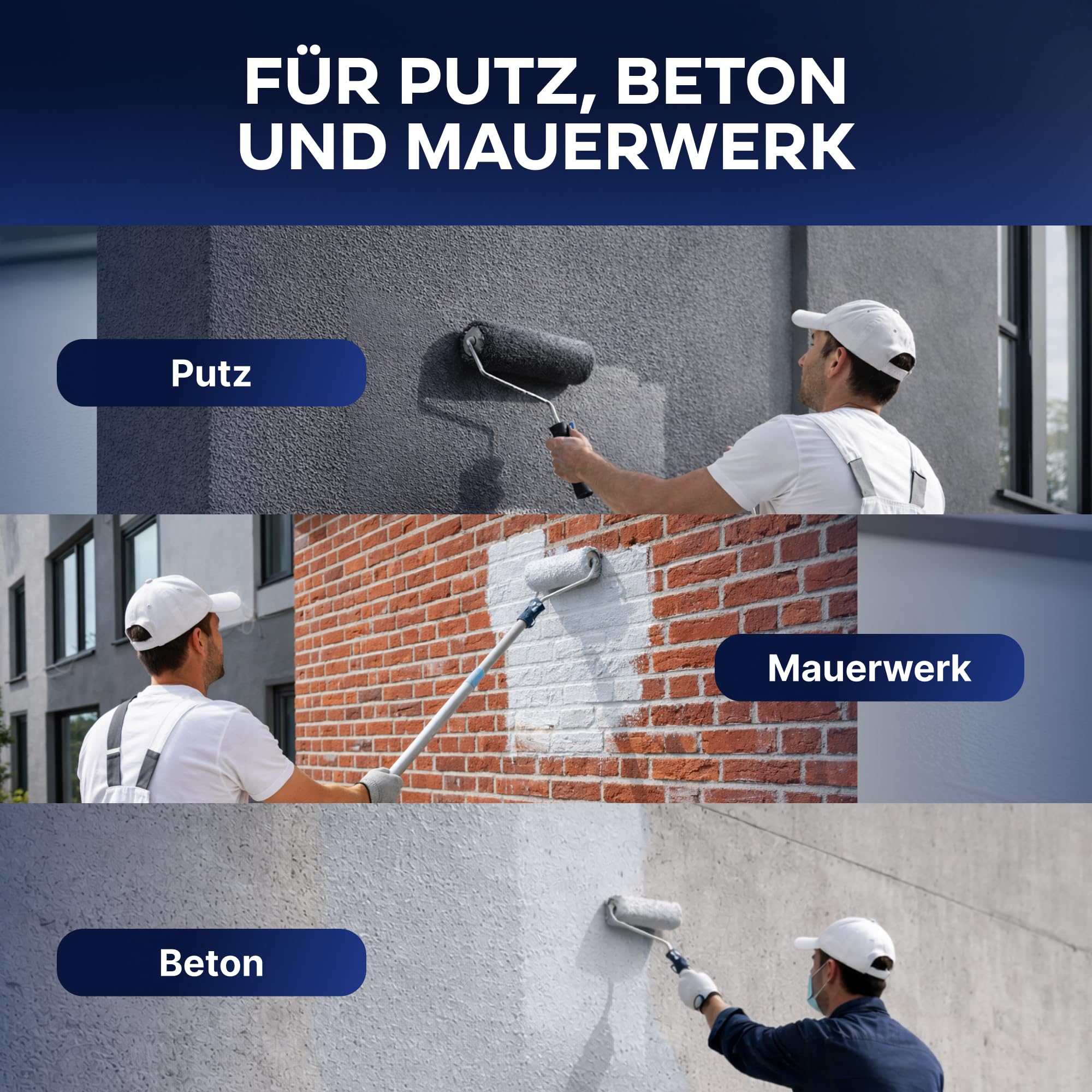 Plid Fassadenfarbe Weiss Außen 5L Wetter UV Beständig Mauerwerk Beton Kellerwand Sockelfarbe Made in Germany