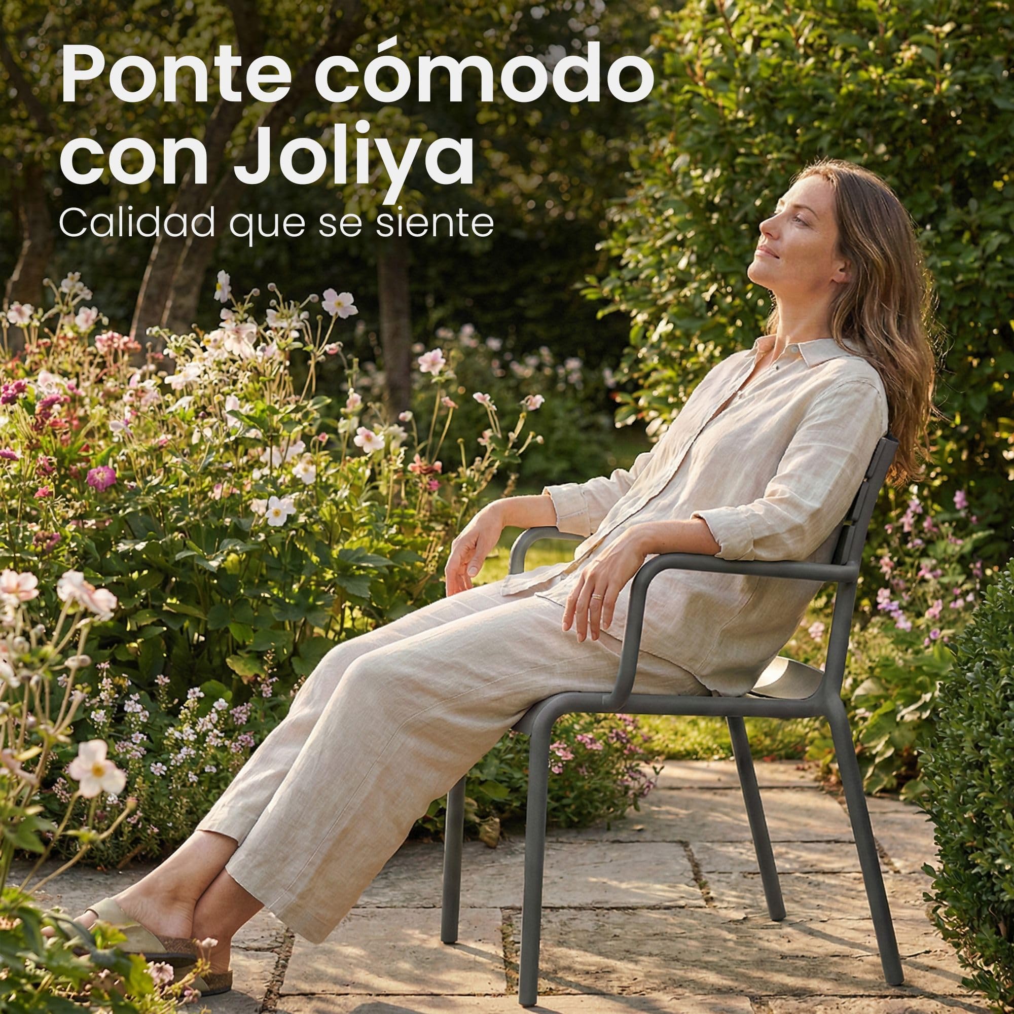 CLP Silla de Jardin apilable con reposabrazos Joliya, Silla de Exterior de Polipropileno Resistente a la Intemperie y a los Rayos UV Color:Gris Oscuro