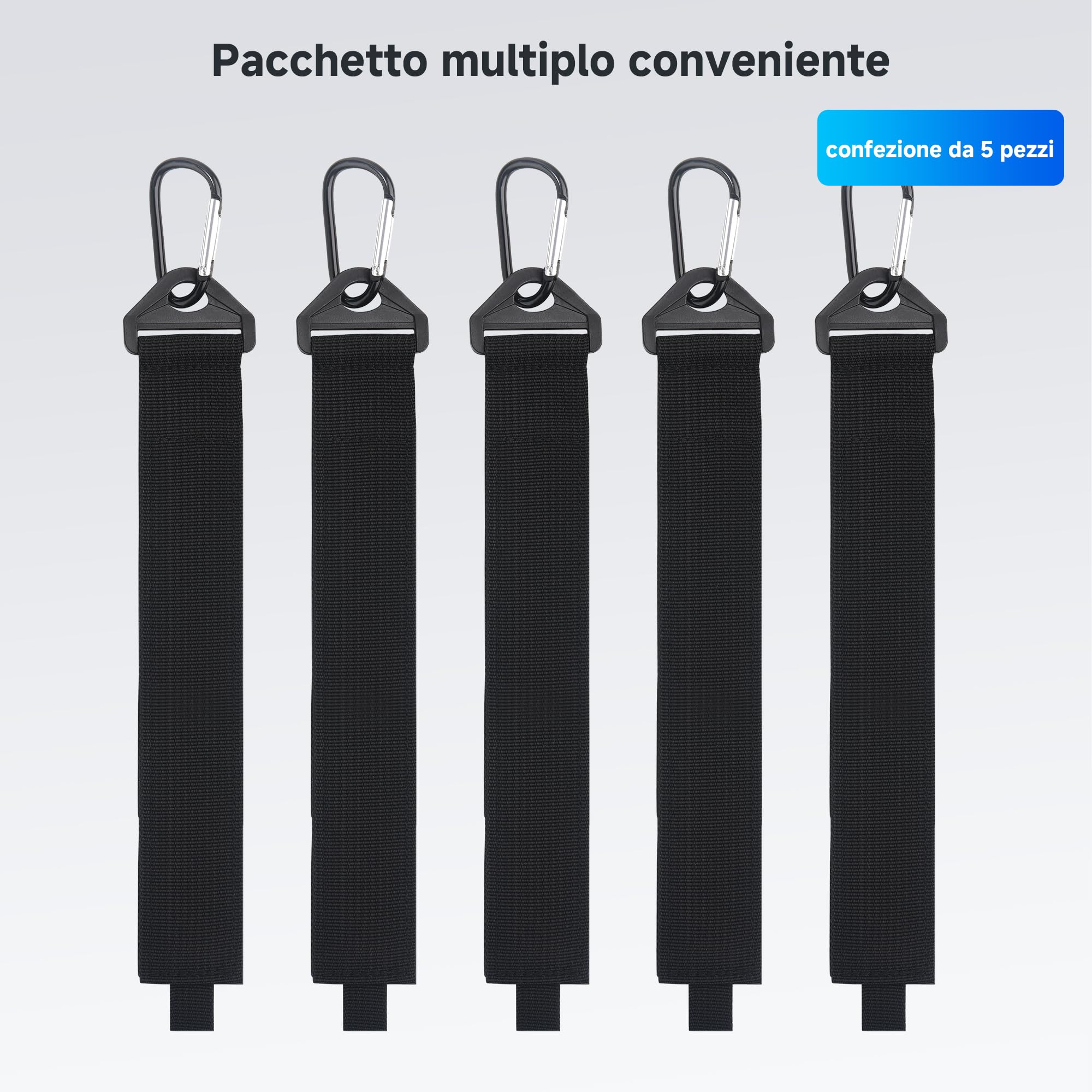 Cable Matters Confezione da 5 cinghie organizzatrici per cavi di prolunga con fibbia in metallo, capacità di carico di 36 kg, supporto per cavi di prolunga con cinghie a strappo da 40 x 3,8 cm