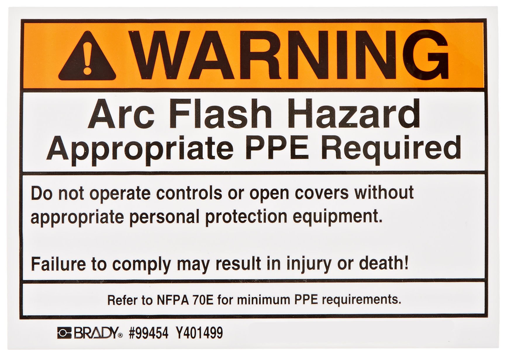 Arc Flash Label Brady Arc Flash Warning Labels - 5 Pack, 3.5x5 Inch ...