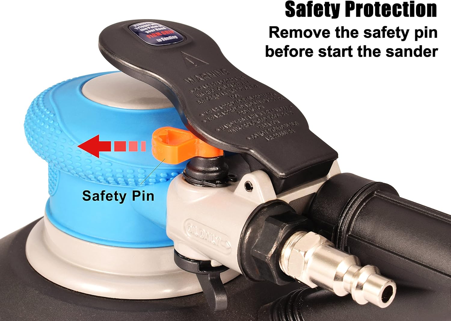 Dynastus 6-Inch Self-Vacuuming Random Orbit Air Palm Sander, Dual Action Pneumatic Polisher with Velcro Hook and Loop Backing Pad and 10pcs Sanding Discs - - 