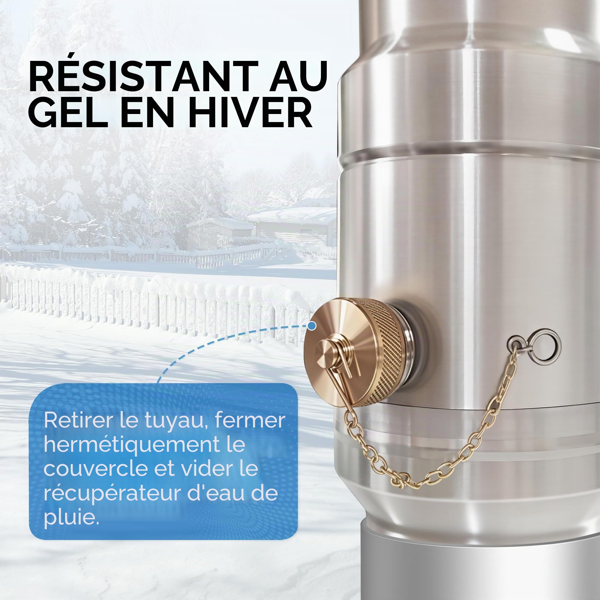 Collecteur d’Eau de Pluie pour Tuyau de Descente Ø 100mm, Récupérateur d’Eau en Acier Inoxydable et Aluminium, avec Tuyau de 45 cm et Raccord pour Cuve, Construction à Double Paroi, Rendement de 85%