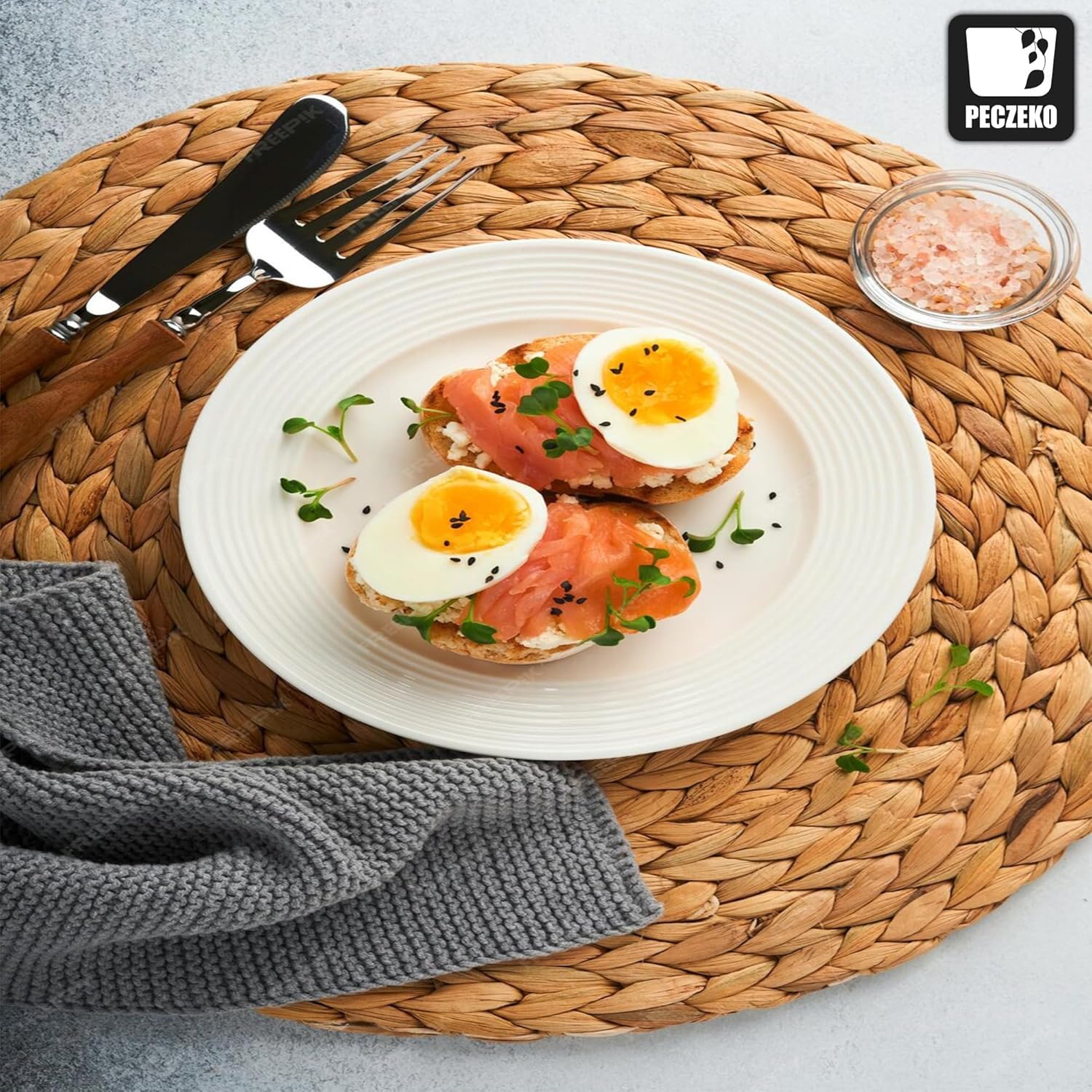 8er Set Rund Seegras Platzset Abwaschbar Platzsets Tischsets Werden, Boho Platzteller, Ideal für Weihnacht Hochzeit Küche Party, Hitzebeständige 35cm Platzdeckchen Abwaschbar, Natur