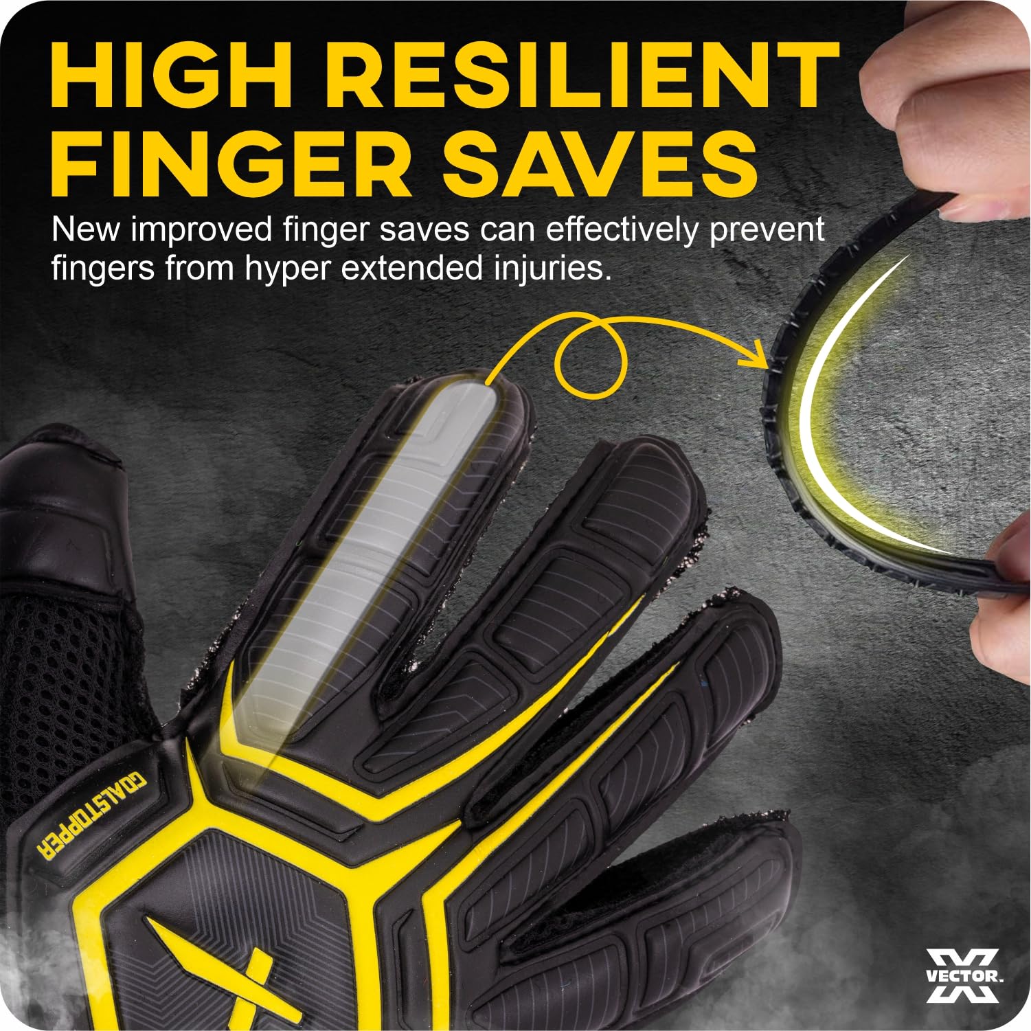 Vector X Goal Stopper Goalkeeper Gloves, Soccer Gloves, Goalie Gloves, Breathable Football Gloves| 4mm Latex Material to Give Protection| for Kids Youth & Adult (Black, Size: 8) 4
