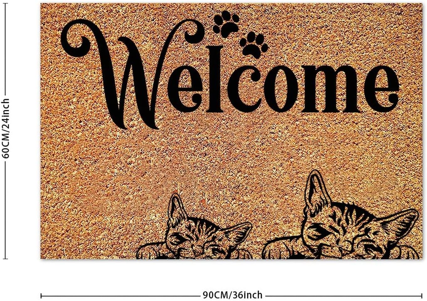 Welcome Cat High Traffic Area Cat Paws Footprint Coconut Coir Floor Mats Natural Stain Resistant Gift for Pet Cat Lovers 24x36in
