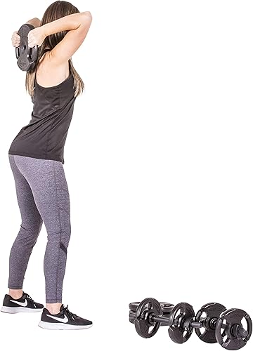 Vista 4 de The Step Fitness Adjustable Dumbbell Set or Barbell Weight Set, 35-60 lbs, with Collars, and Weights