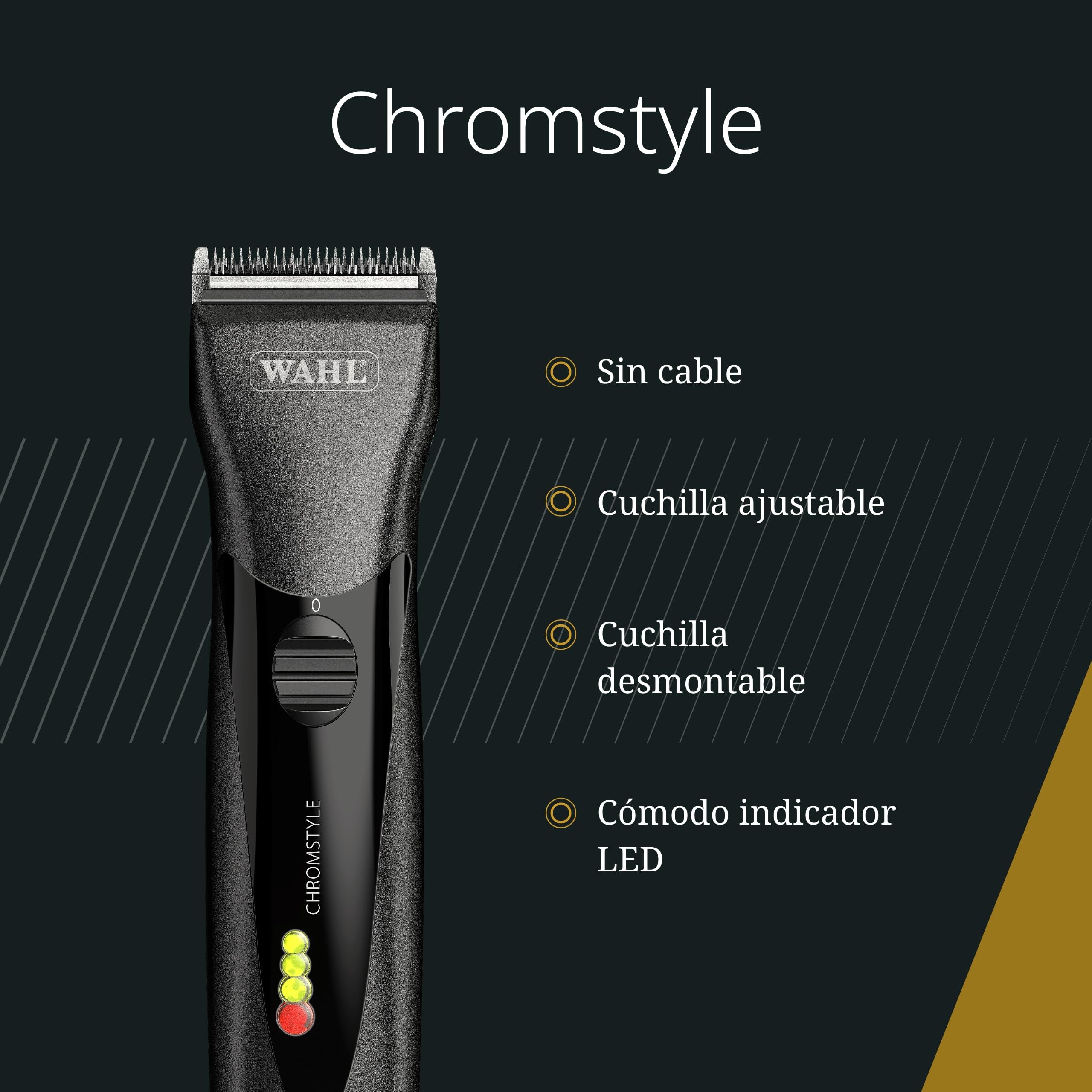 Wahl Chromstyle, Cortapelos Inalámbrico, Cuchillas Desmontables 0,7 a 3 mm | Cortapelos con Cable e Inalámbrico, Cuchillas Desmontables 0,7 a 3 mm, Motor Controlado por Chip, hasta 90 Minutos, LED