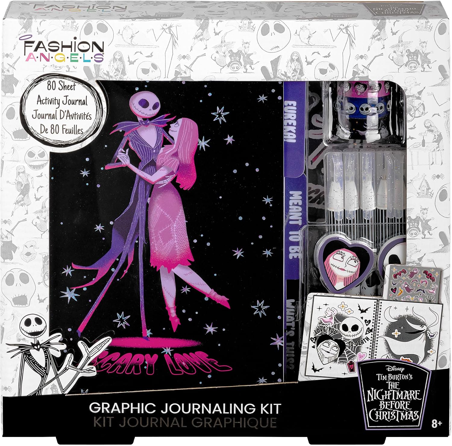 Fashion Angels The Nightmare Before Christmas Graphic Journaling Kit, Journal Set Includes Stickers, Gel Pens, Tape & Erasers, Ideal for Kids & Teens