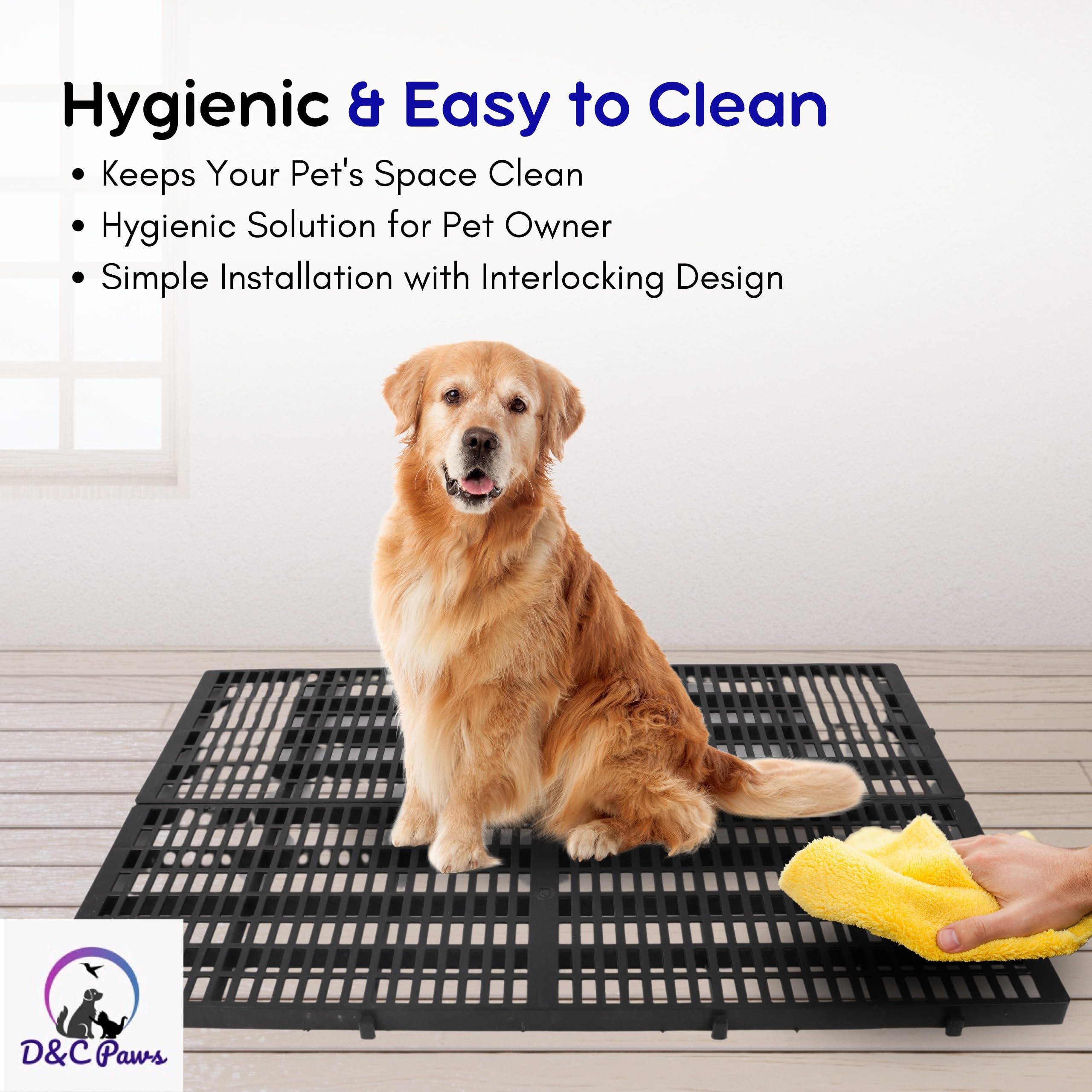 D&C PAWS Pet Plastic Floor Mat 36 x 12 Inch Heavy Duty Waterproof Flooring Bed Mat Ideal for Dogs/Cat/Rabbit/Goat (Black, Pack of 5) 1