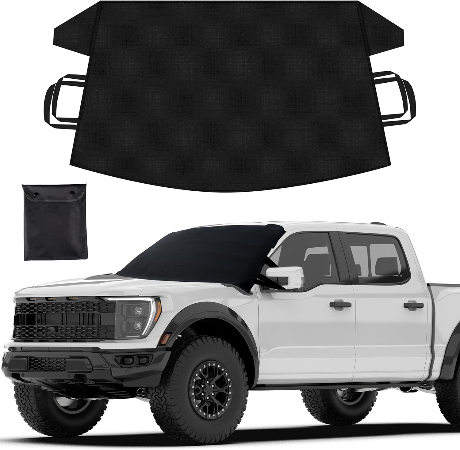 EcoNour Windshield Cover for Ice and Snow | Durable 600D Oxford Fabric | Waterproof Winter Car Cover for Pickup Truck, SUV & Mini Van | Essential Car Winter Accessories | X-Large (74"x43")
