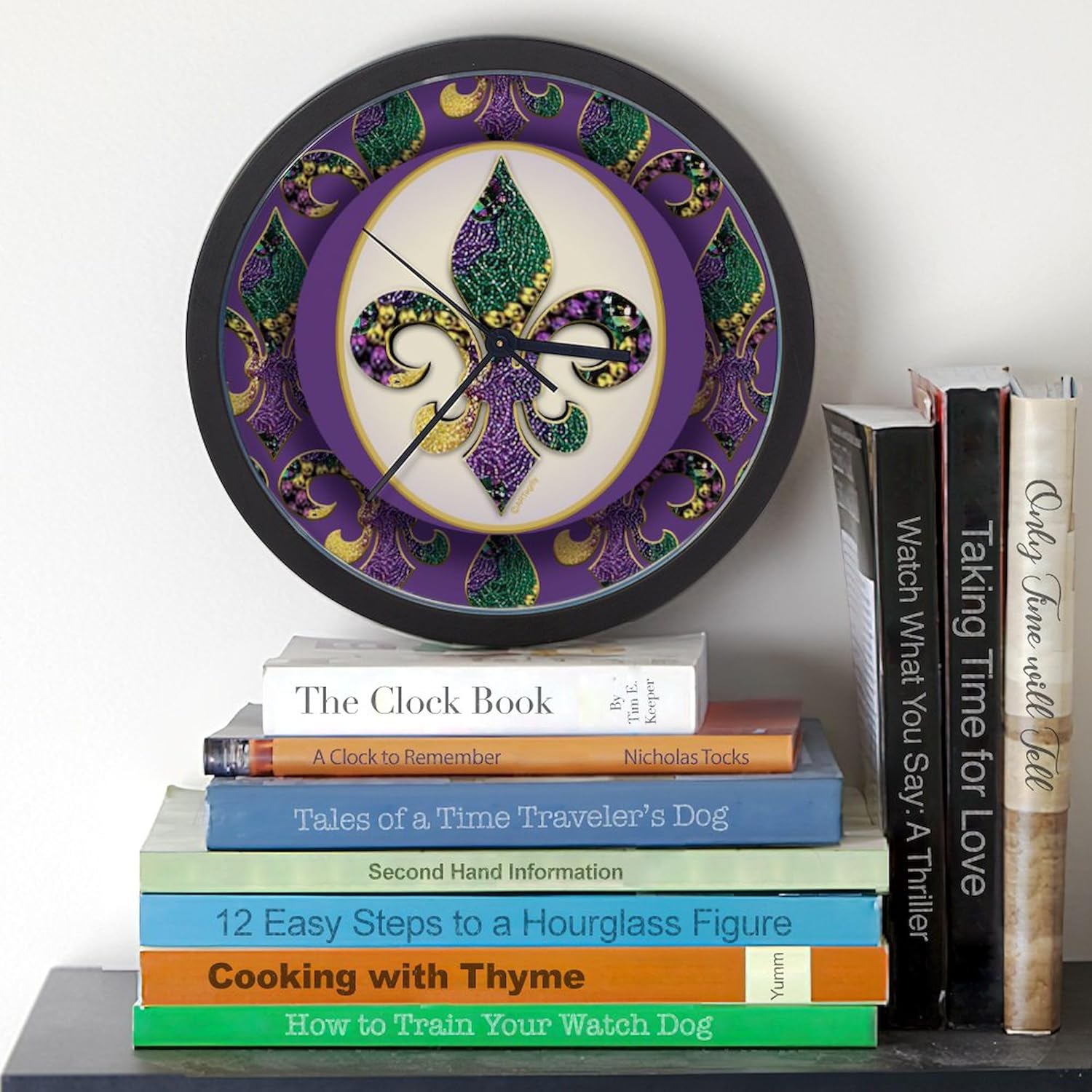 CafePress Fleur De Lis Mardi Gras Beads 10" Wall Clock for Livingroom, Kitchen, or Office