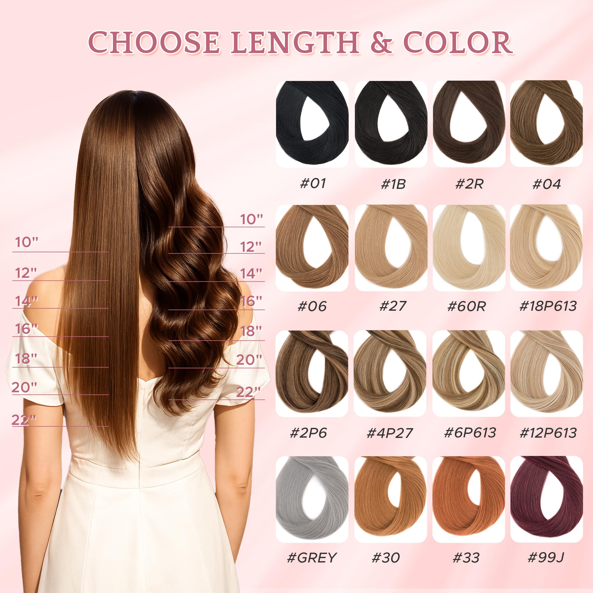 45cm Extension Capelli Veri Clip 6PZ #2 Marrone Scuro Silk Lace Naturali per Capelli Sottili (44g)