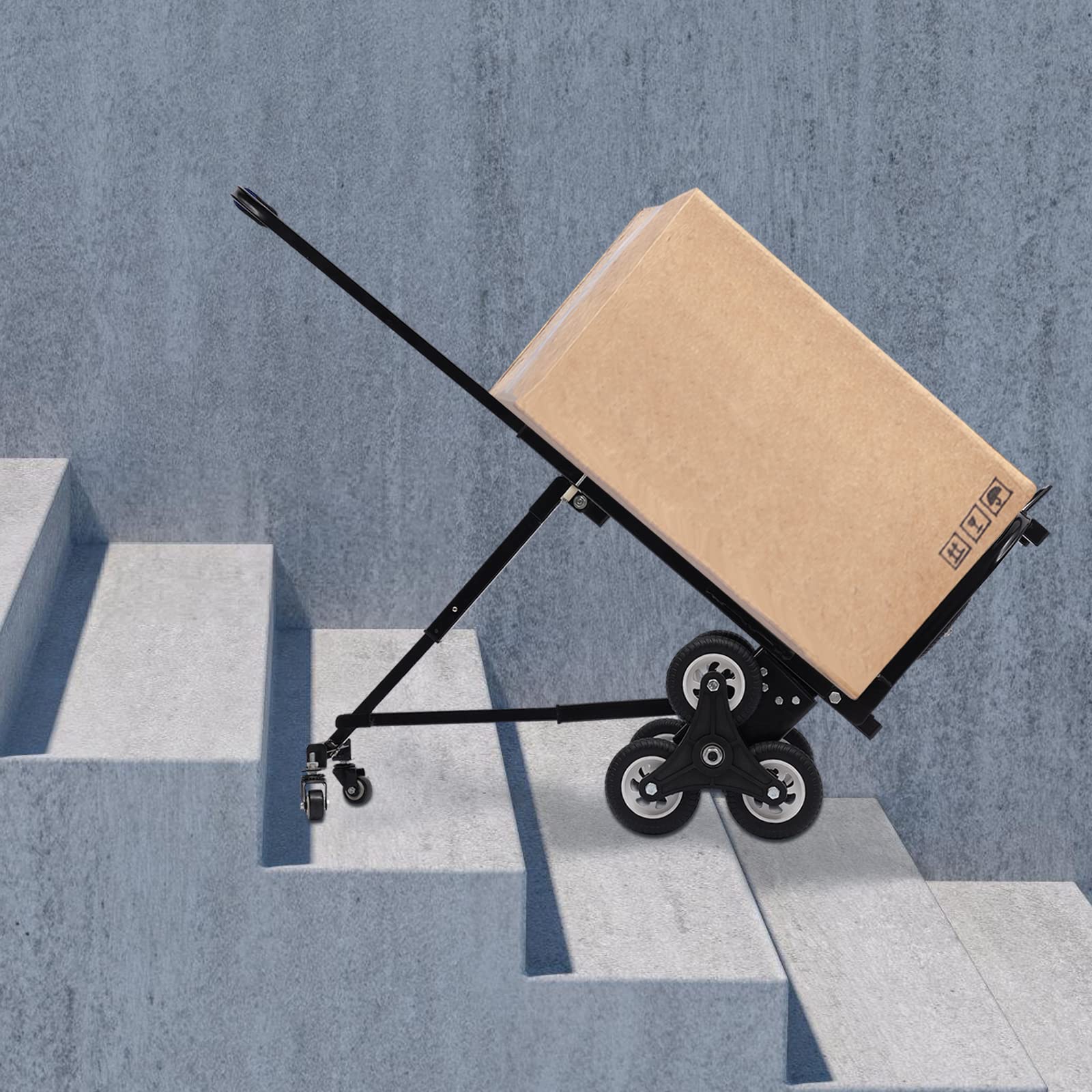 Wózek transportowy składany stalowy wózek transportowy wspinacz po schodach 8+2 kółka wózki transportowe 73-114,5 cm zakres wysokości wspinacz po schodach wózek schodowy 150kg nośność wózek