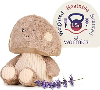 warmies Microwavable & Weighted Stuffed Animals, Brown Toadstool - Heated Stuffed Animal Plushie for Warmth & Comfort - Cute Soft Plush Toys for Adults & Children (Boys, Girls, Babies & Toddlers)