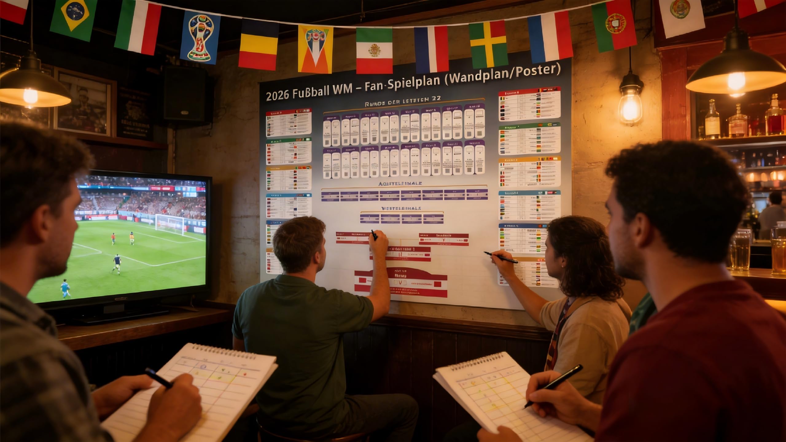 hsyomgcs Spielplan 2026 Poster für Deko Fußball WM 2026 – Alle Spiele, Termine & Austragungsorte – Wandplan für Heim & Bar – 42 bestätigte Teams, 6 freie Felder für Play-off-Teilnehmer (A1, 84x60 cm) - 5